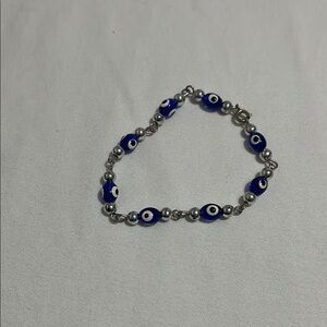 Sophisticated Blue and Silver bracelet with eyeball beads